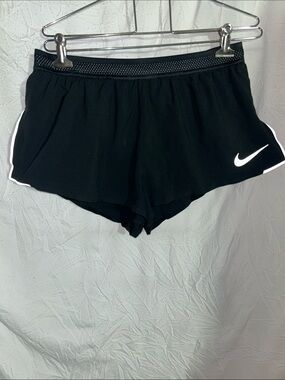 Nike Black Aeroswift Shorts with White Swoosh size large. EUC
